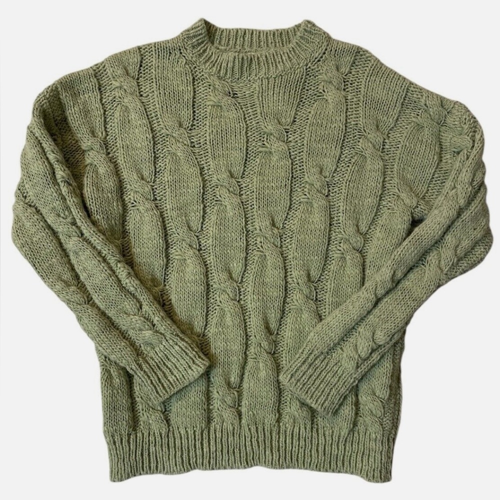 Anthropologie Pastiche Sweater Cable Knit Alpaca Wool Fisherman Italy